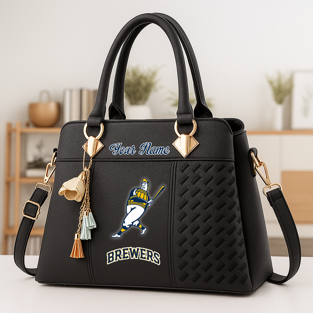 LIMITED EDITION - NEW CUSTOMIZED MLB15 MBS MW BREWERS ZIP HANDBAG MULTICOLOR
