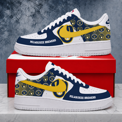 VIRAL EDITION - NEW CUSTOMIZED MLB15 MBS MILWAUKEE BREWERS AF1 SHOES