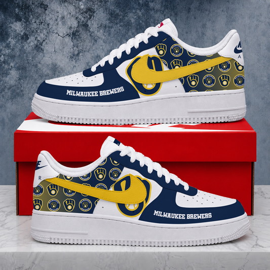 VIRAL EDITION - NEW CUSTOMIZED MLB15 MBS MILWAUKEE BREWERS AF1 SHOES