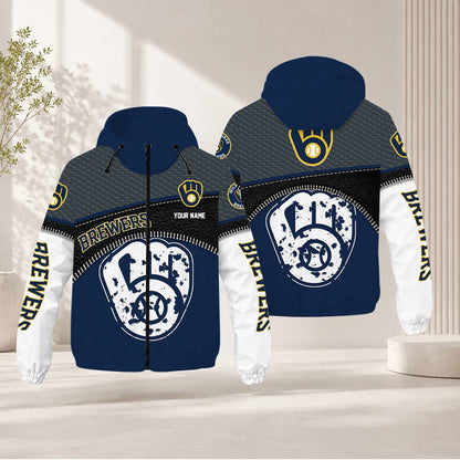 FINAL SALE - NEW CUSTOMIZED MLB15 MBS MILWAUKEE BREWERS WINDBREAKER JACKET