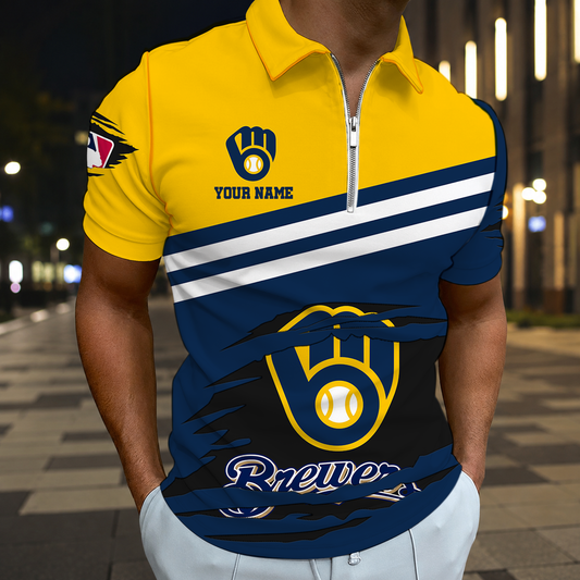 HOT DEAL - NEW CUSTOMIZED MLB15 MBS MILWAUKEE BREWERS T-SHIRT, POLO SHIRT, ZIP POLO SHIRT, SWEATSHIRT, HOODIE & ZIP HOODIE