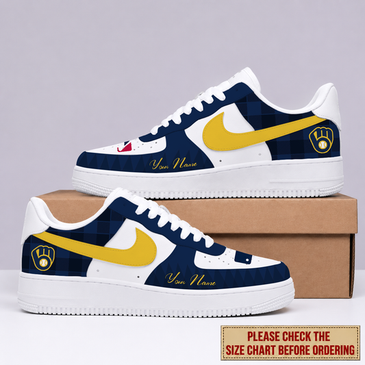 VIRAL EDITION - NEW CUSTOMIZED MLB15 MBS MILWAUKEE BREWERS AF1 SHOES