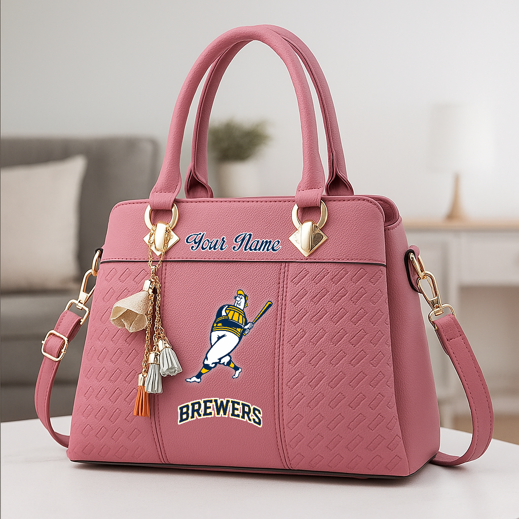 LIMITED EDITION - NEW CUSTOMIZED MLB15 MBS MW BREWERS ZIP HANDBAG MULTICOLOR