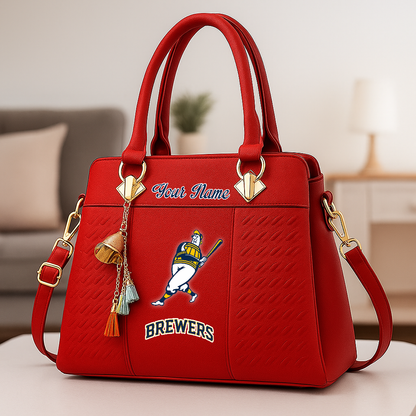 LIMITED EDITION - NEW CUSTOMIZED MLB15 MBS MW BREWERS ZIP HANDBAG MULTICOLOR