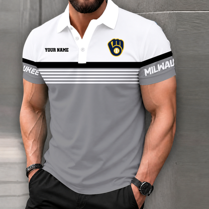 LIMITED EDITION - NEW CUSTOMIZED MLB15 MBS MILWAUKEE BREWERS POLO SHIRT