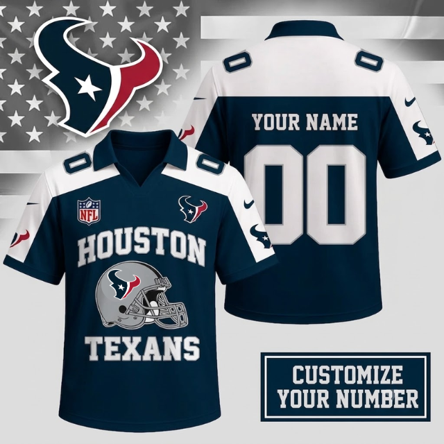 HOT DEAL - NEW CUSTOMIZED NFL15 HTT HOUSTON TEXANS POLO SHIRT
