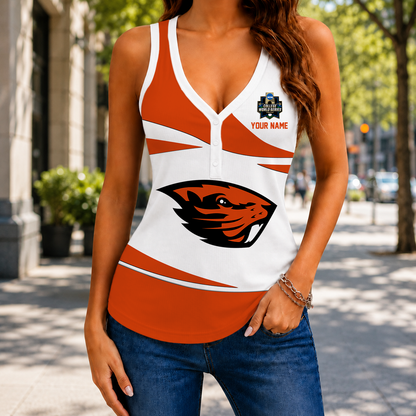 LIMITED EDITION - NEW CUSTOMIZED NCAA CWS15 OGB OREGON STATE BEAVERS WOMEN'S V-NECK TANK TOP