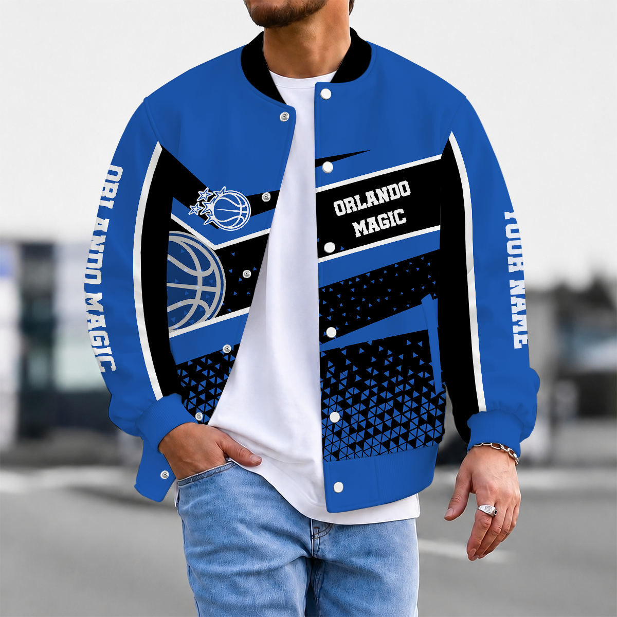 FLASH SALE - NEW CUSTOMIZED NBA15 OMA ORLANDO MAGIC BASEBALL JACKET, SATIN VARSITY JACKET