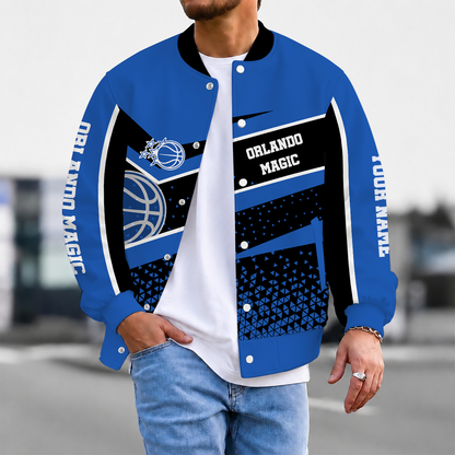 FLASH SALE - NEW CUSTOMIZED NBA15 OMA ORLANDO MAGIC BASEBALL JACKET, SATIN VARSITY JACKET