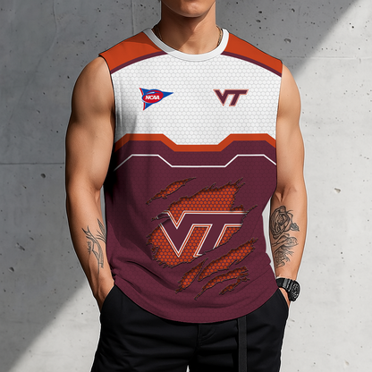 SPECIAL EDITION - NEW CUSTOMIZED NCAA FBS15 VTH VIRGINIA TECH HOKIES MEN'S GYM SHIRT