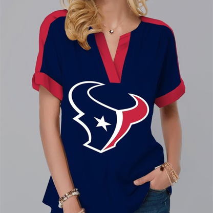 FINAL SALE - NEW CUSTOMIZED NFL15 HTT HOUSTON TEXANS V-NECK FEMALE SHIRT