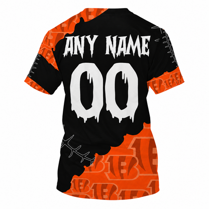 SPECIAL EDITION - NEW CUSTOMIZED NFL16 CCB CINCINNATI BENGALS HALLOWEEN SKULL APPAREL FOR FANS