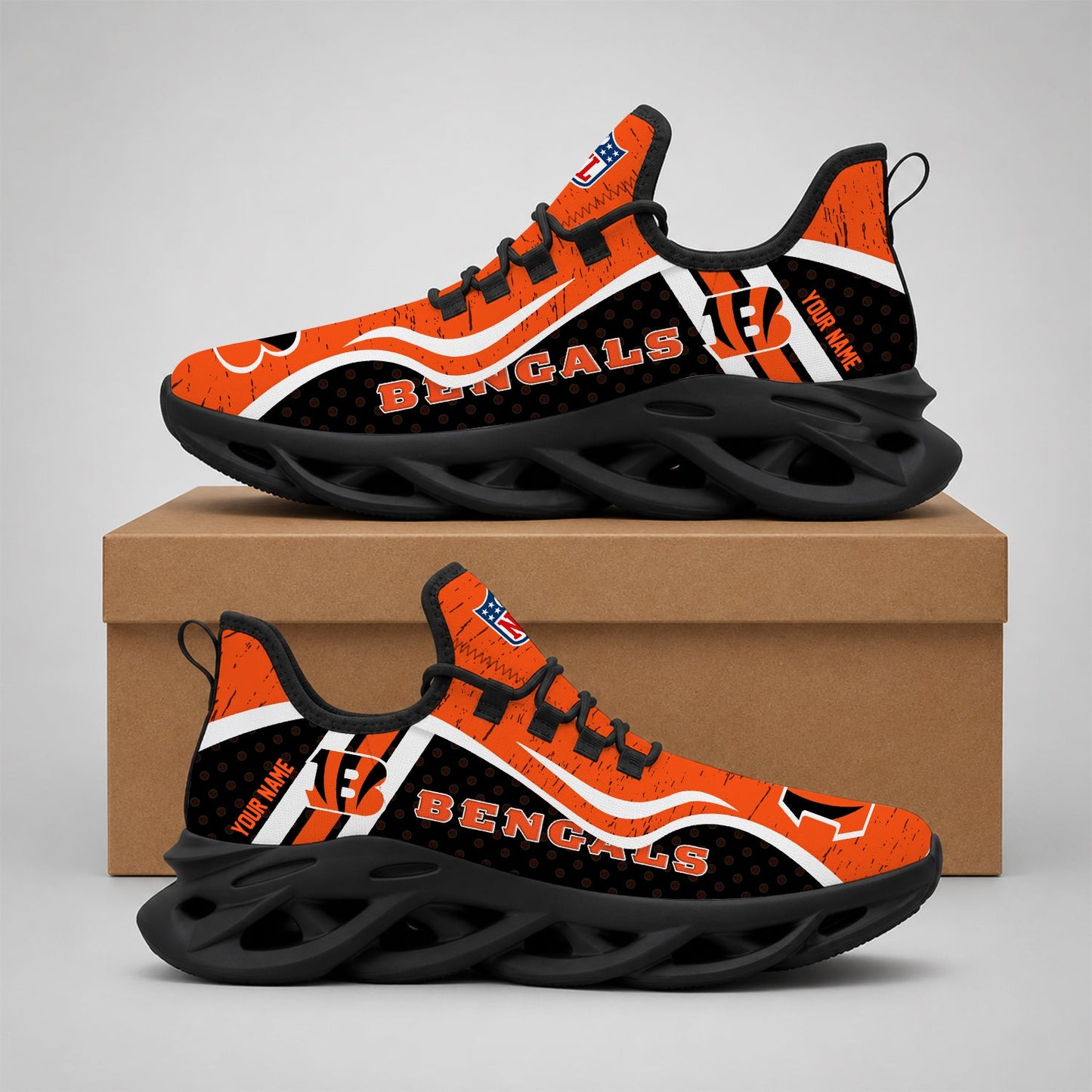 LIMITED EDITION - NEW CUSTOMIZED NFL16 CCB CINCINNATI BENGALS MAX SOUL SHOES