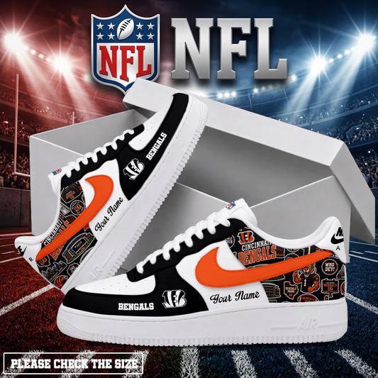 FINAL SALE - NEW CUSTOMIZED NFL16 CCB CINCINNATI BENGALS AF1 SHOES