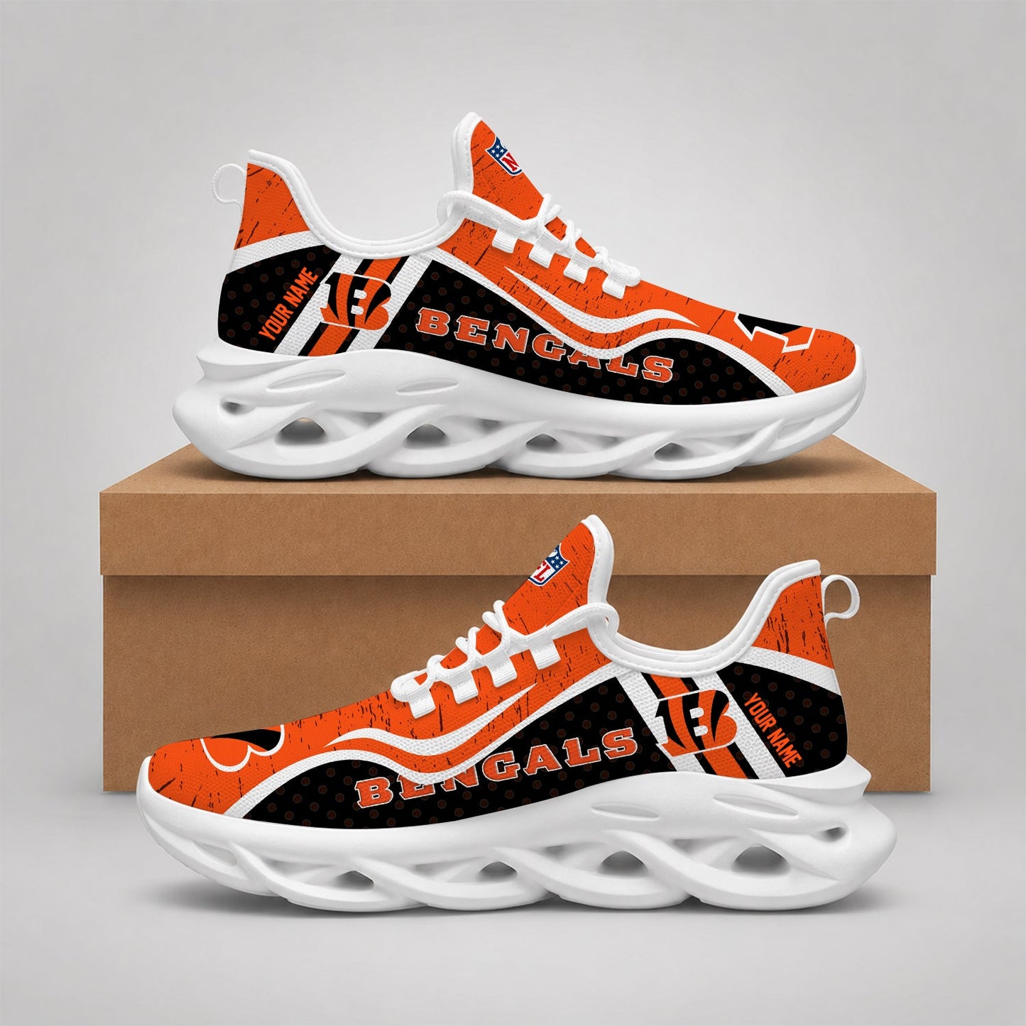 LIMITED EDITION - NEW CUSTOMIZED NFL16 CCB CINCINNATI BENGALS MAX SOUL SHOES