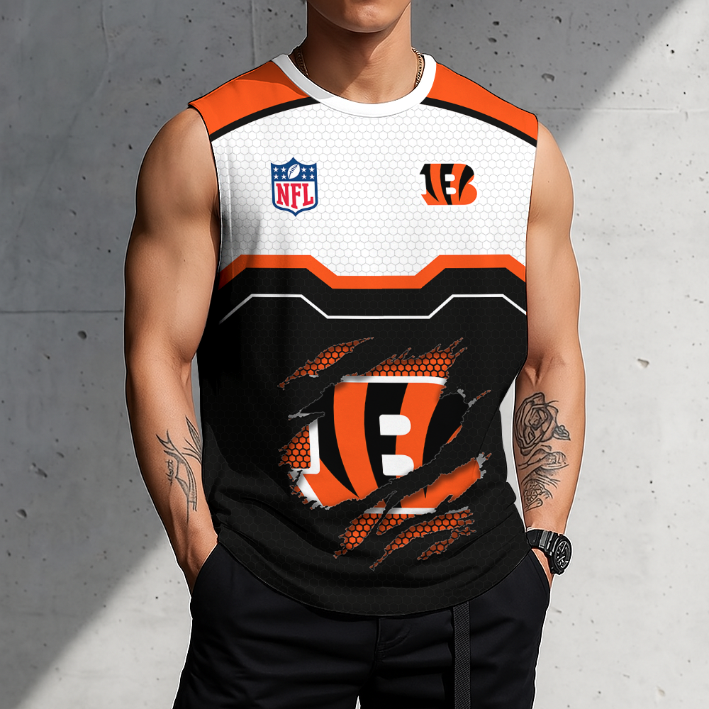 FINAL SALE - NEW CUSTOMIZED NFL16 CCB CINCINNATI BENGALS MEN'S GYM SHIRT
