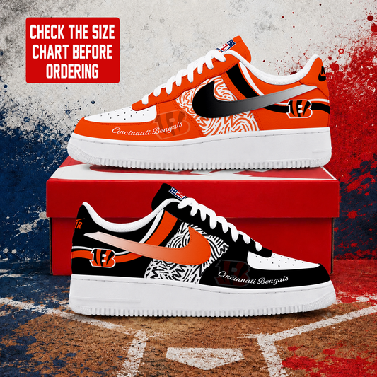 FLASH SALE - NEW CUSTOMIZED NFL16 CCB CINCINNATI BENGALS AF1 SHOES