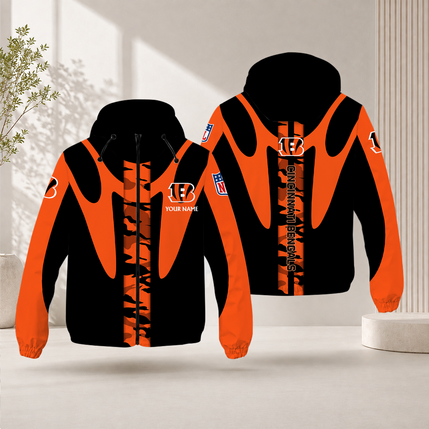 FLASH SALE - NEW CUSTOMIZED NFL16 CCB CINCINNATI BENGALS WINDBREAKER JACKET