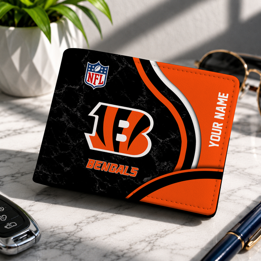 LIMITED EDITION - NEW CUSTOMIZED NFL16 CCB CINCINNATI BENGALS LEATHER WALLET