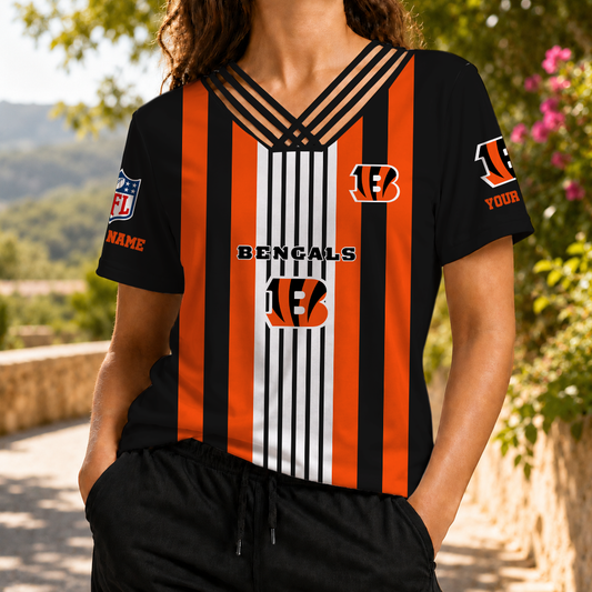 FINAL SALE - NEW CUSTOMIZED NFL16 CCB CINCINNATI BENGALS V-NECK SHIRT
