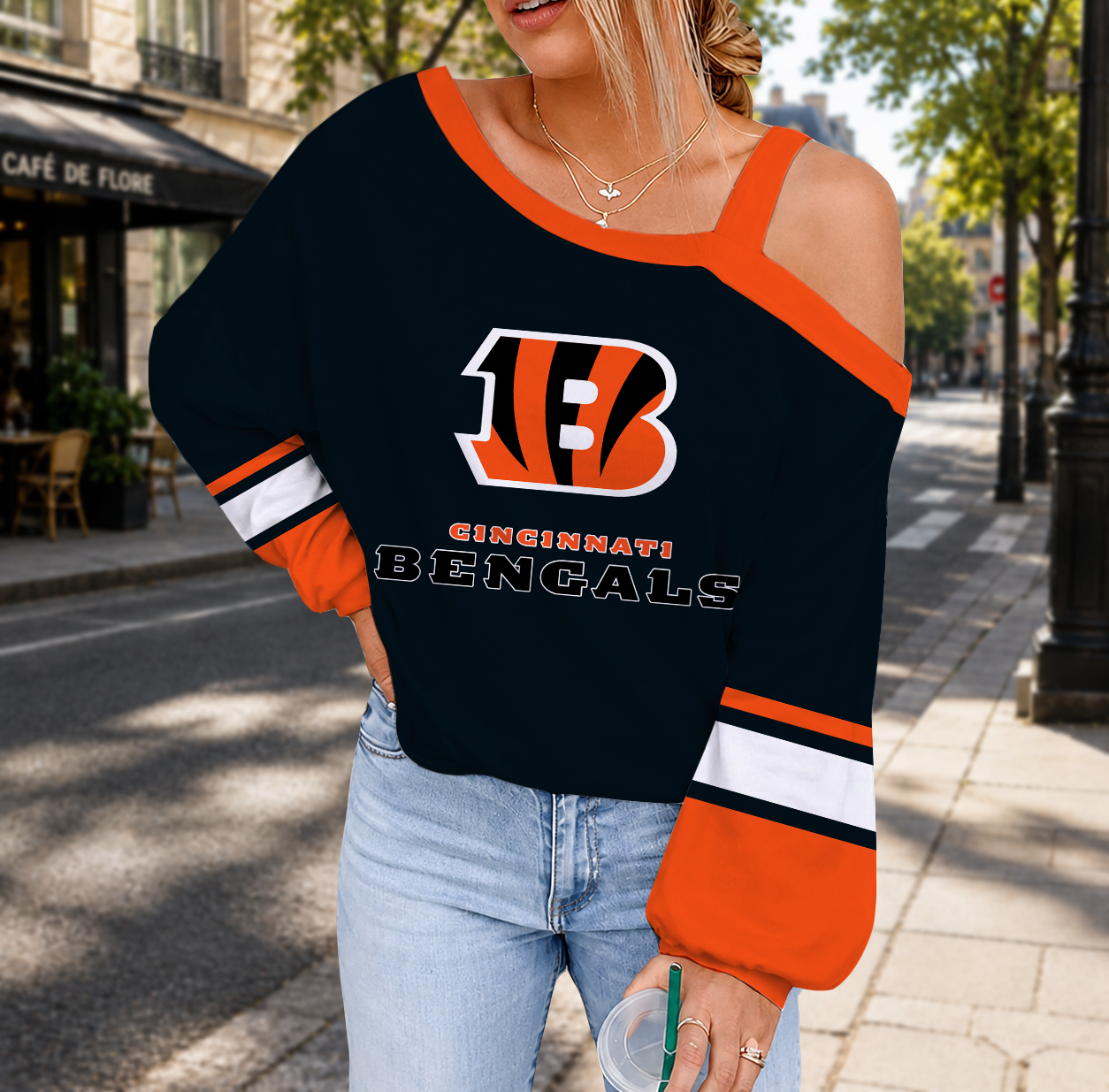 LIMITED EDITION - NEW CUSTOMIZED NFL16 CCB CINCINNATI BENGALS DROP SHOULDER SWEATSHIRT