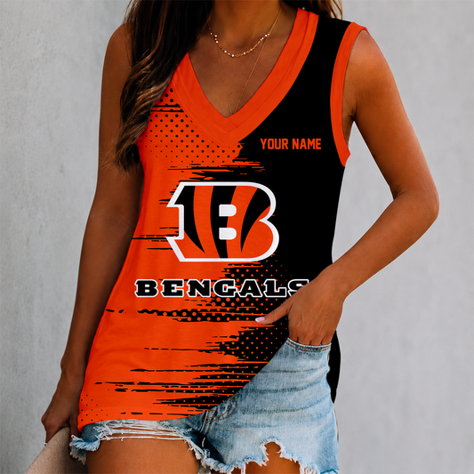 FINAL SALE - NEW CUSTOMIZED NFL16 CCB CINCINNATI BENGALS WOMEN'S V-NECK TANK TOP