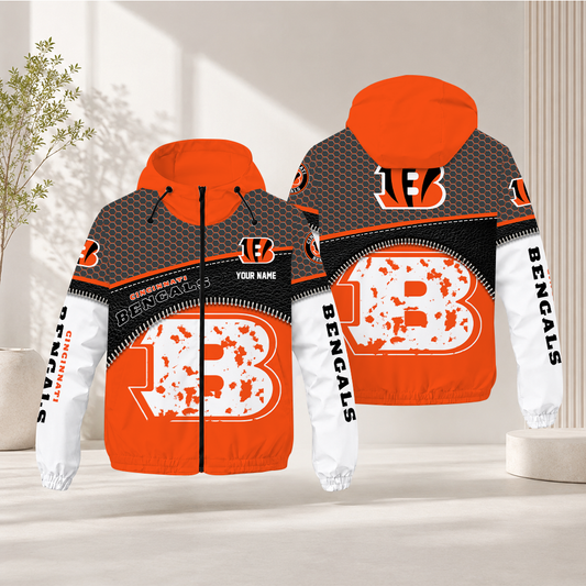 HOT DEAL - NEW CUSTOMIZED NFL16 CCB CINCINNATI BENGALS WINDBREAKER JACKET
