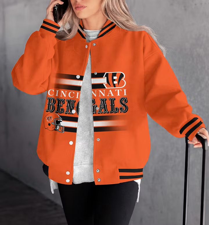 FINAL SALE - NEW CUSTOMIZED NFL16 CCB CINCINNATI BENGALS SATIN VARSITY & BASEBALL JACKET