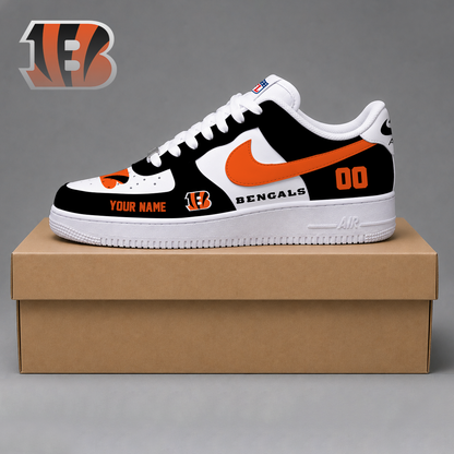 ELITE EDITION - NEW CUSTOMIZED NFL16 CCB CINCINNATI BENGALS AF1 SHOES