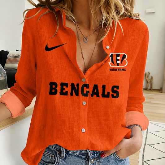 FINAL SALE - NEW CUSTOMIZED NFL16 CCB CINCINNATI BENGALS WOMEN CASUAL SHIRT