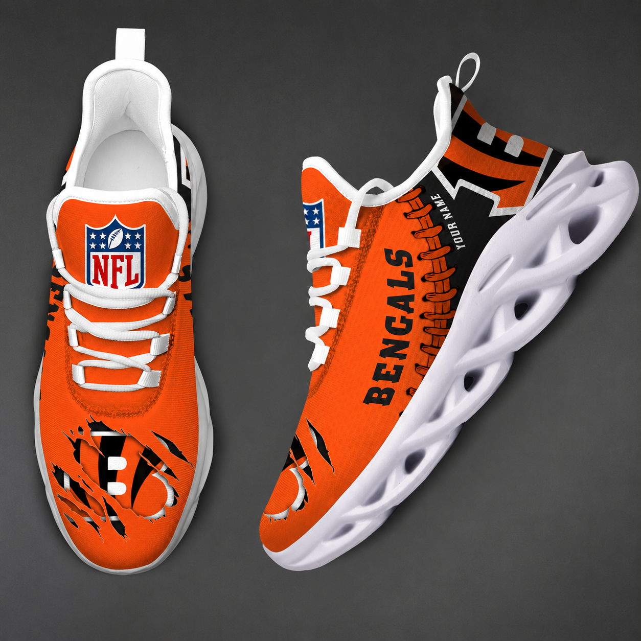FINAL SALE - NEW CUSTOMIZED NFL16 CCB CINCINNATI BENGALS UNISEX MAX SOUL SHOES