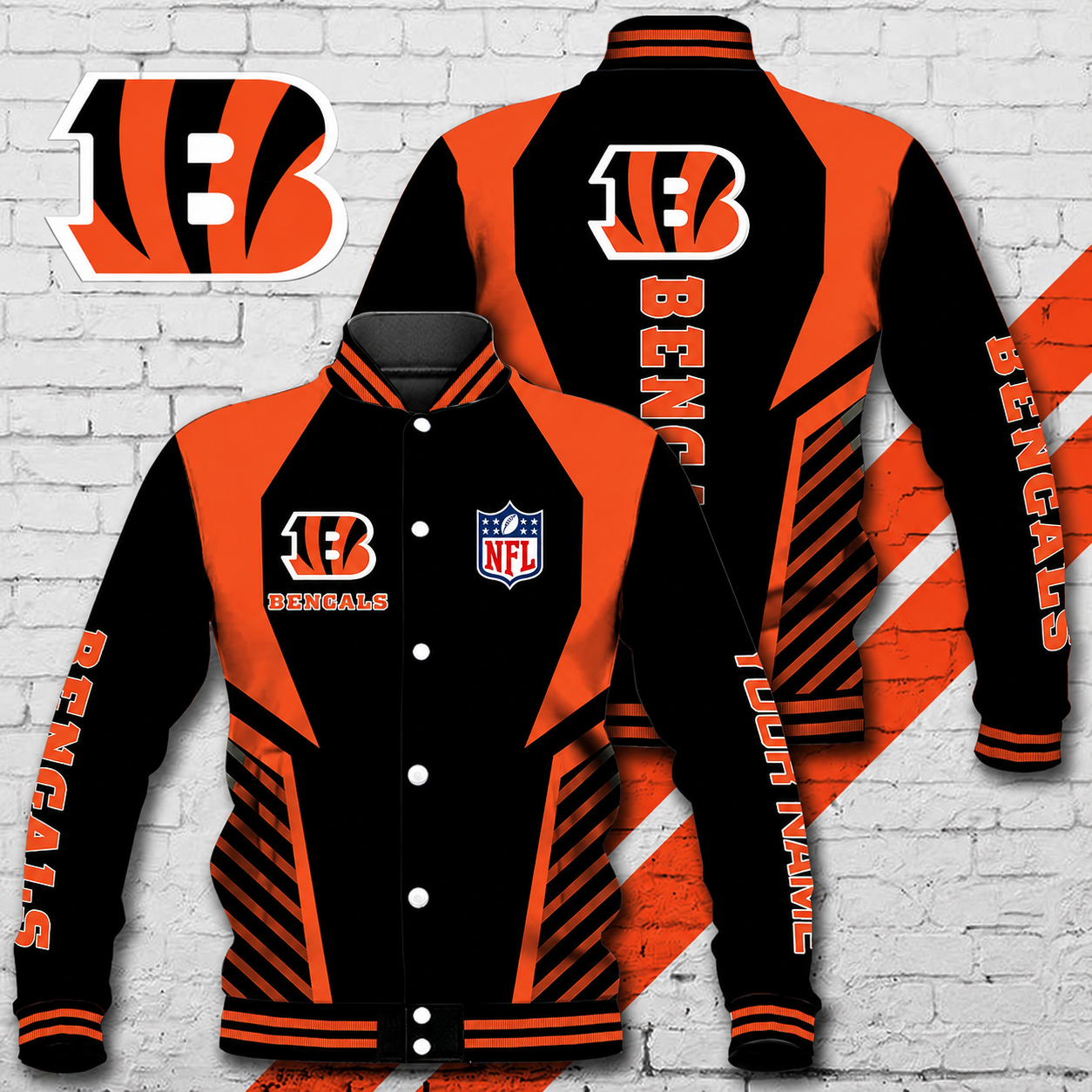 LIMITED EDITION - NEW CUSTOMIZED NFL16 CCB CINCINNATI BENGALS SATIN VARSITY & BASEBALL JACKET