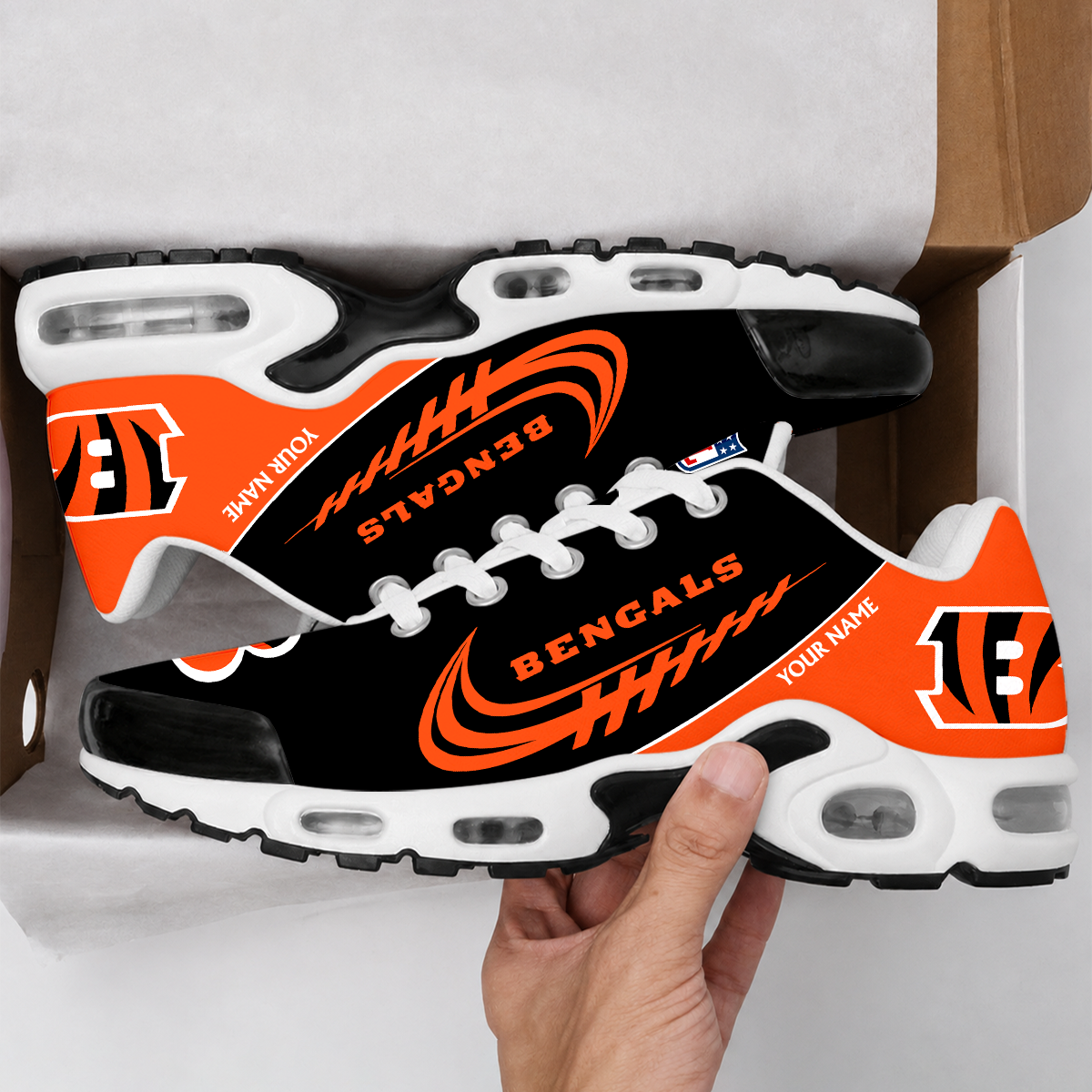 FLASH SALE - NEW CUSTOMIZED NFL16 CCB CINCINNATI BENGALS AIR MAX PLUS SNEAKERS