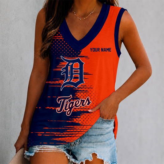 FINAL SALE - NEW CUSTOMIZED MLB16 DTS DETROIT TIGERS WOMEN'S V-NECK TANK TOP