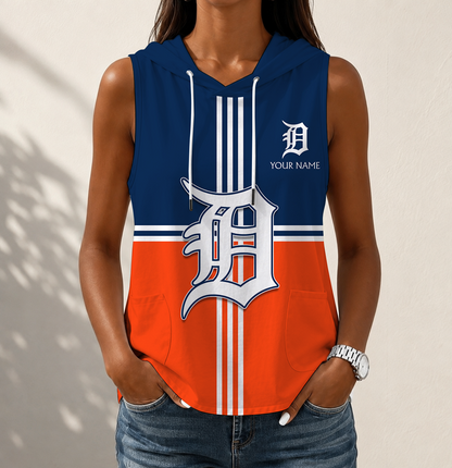 VIRAL EDITION - NEW CUSTOMIZED MLB16 DTS DETROIT TIGERS WOMEN'S SLEEVELESS HOODED POCKET TANK TOP