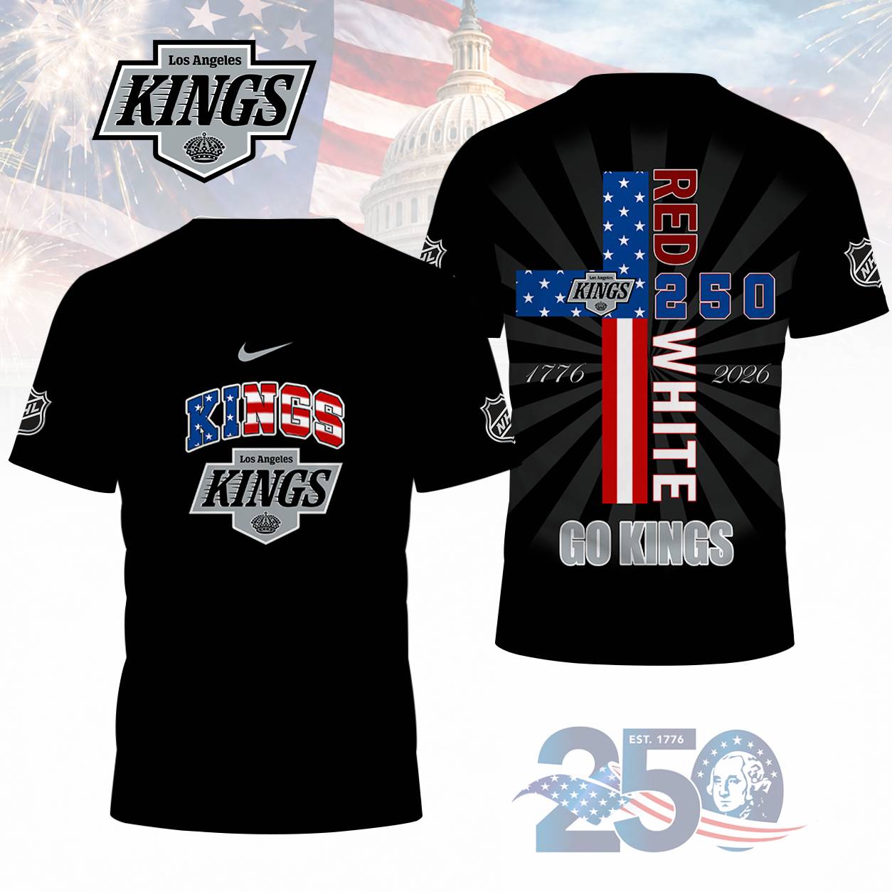 FINAL SALE - NEW CUSTOMIZED NHL16 LAK LOS ANGELES KINGS T-SHIRT, POLO SHIRT, ZIP POLO SHIRT, SWEATSHIRT, HOODIE & ZIP HOODIE