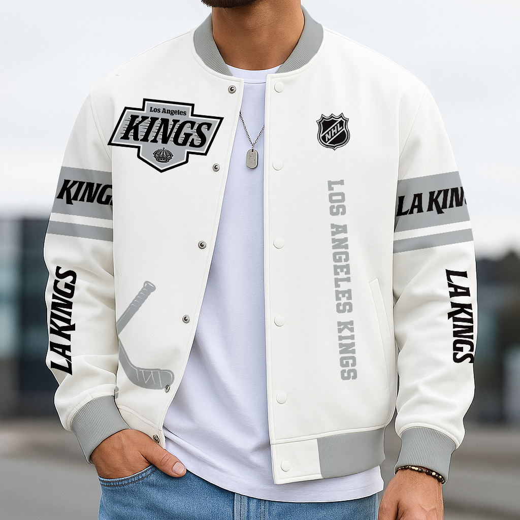 LIMITED EDITION - NEW CUSTOMIZED NHL16 LAK LA KINGS BASEBALL JACKET, SATIN VARSITY JACKET