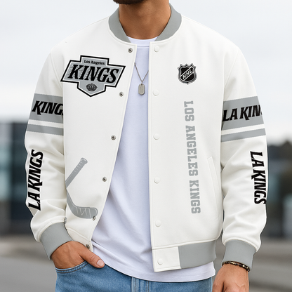 LIMITED EDITION - NEW CUSTOMIZED NHL16 LAK LA KINGS BASEBALL JACKET, SATIN VARSITY JACKET