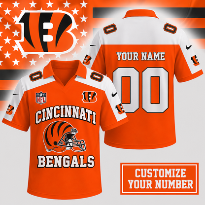 HOT DEAL - NEW CUSTOMIZED NFL16 CCB CINCINNATI BENGALS POLO SHIRT