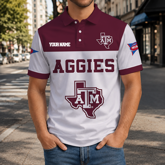 SPECIAL OFFER - NEW CUSTOMIZED NCAA FBS16 TAA TEXAS A&M AGGIES POLO SHIRT, ZIP POLO SHIRT & T-SHIRTS