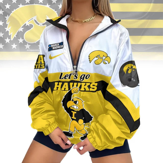 LIMITED EDITION - NEW CUSTOMIZED MAM NCAA16 IWH IW HAWKEYES V-NECK ZIPPER JACKET