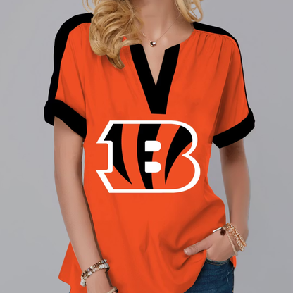 FINAL SALE - NEW CUSTOMIZED NFL16 CCB CINCINNATI BENGALS V-NECK FEMALE SHIRT