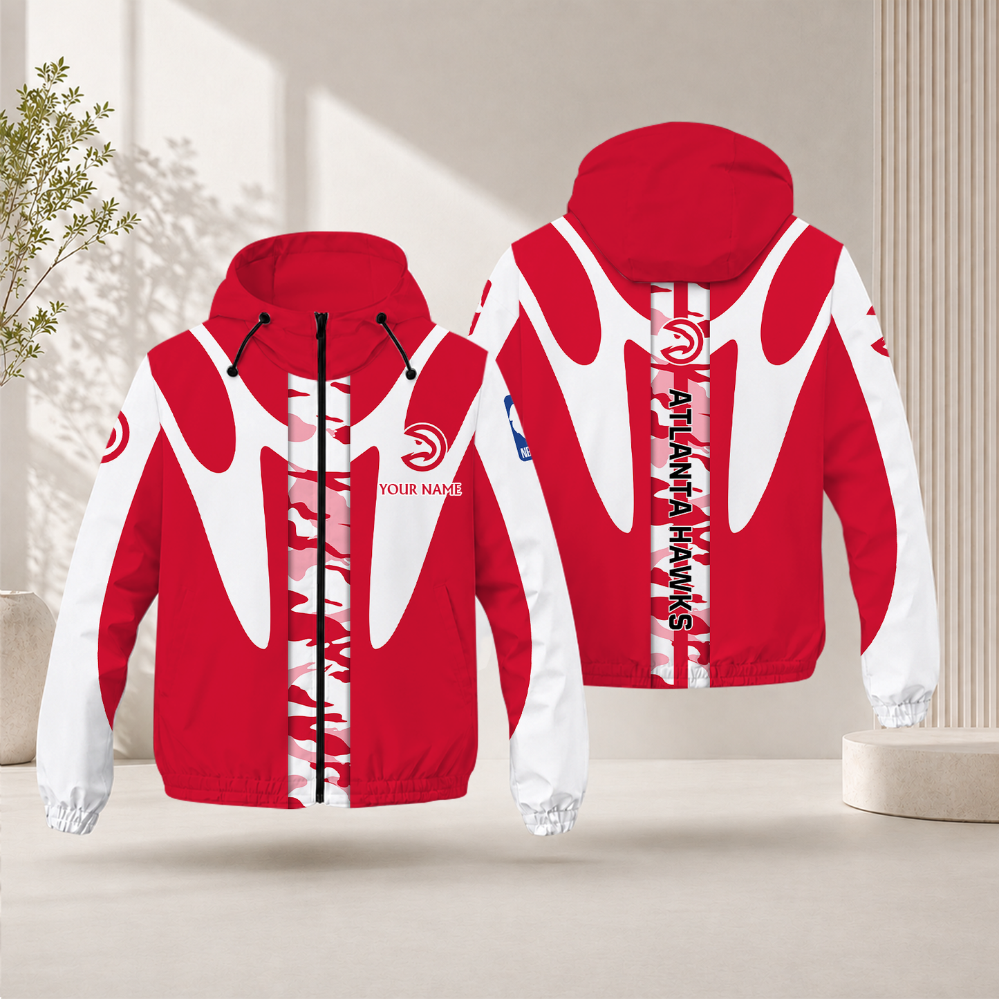 FINAL SALE - NEW CUSTOMIZED NBA17 AHA ATLANTA HAWKS WINDBREAKER JACKET