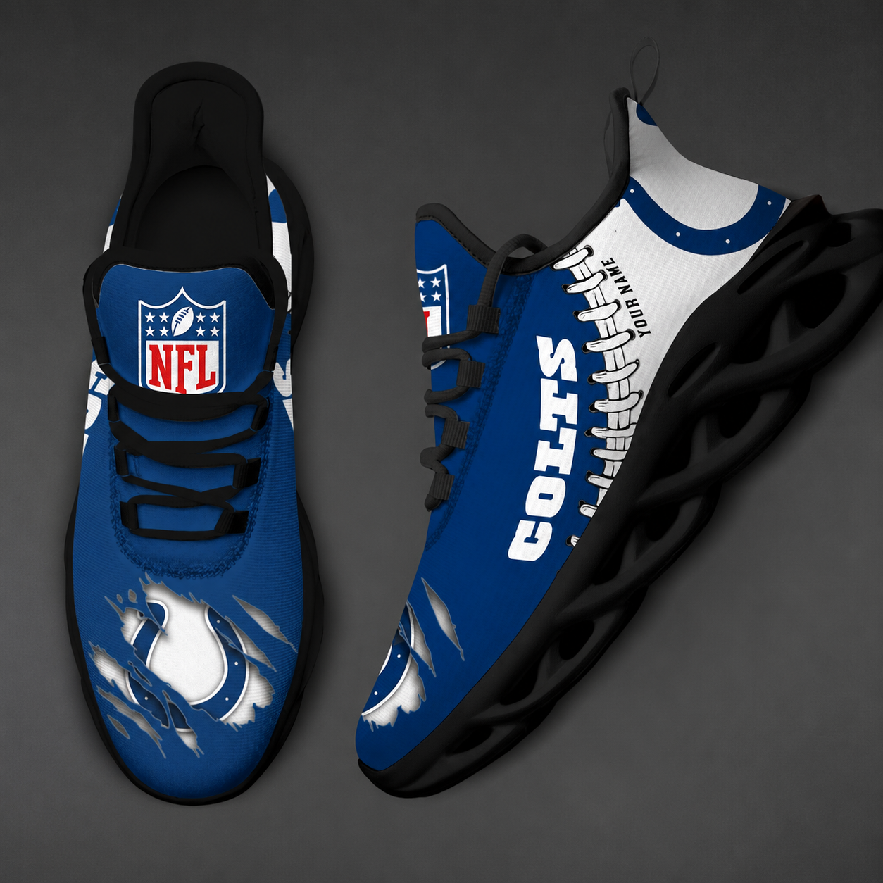 FINAL SALE - NEW CUSTOMIZED NFL17 IDC INDIANAPOLIS COLTS UNISEX MAX SOUL SHOES