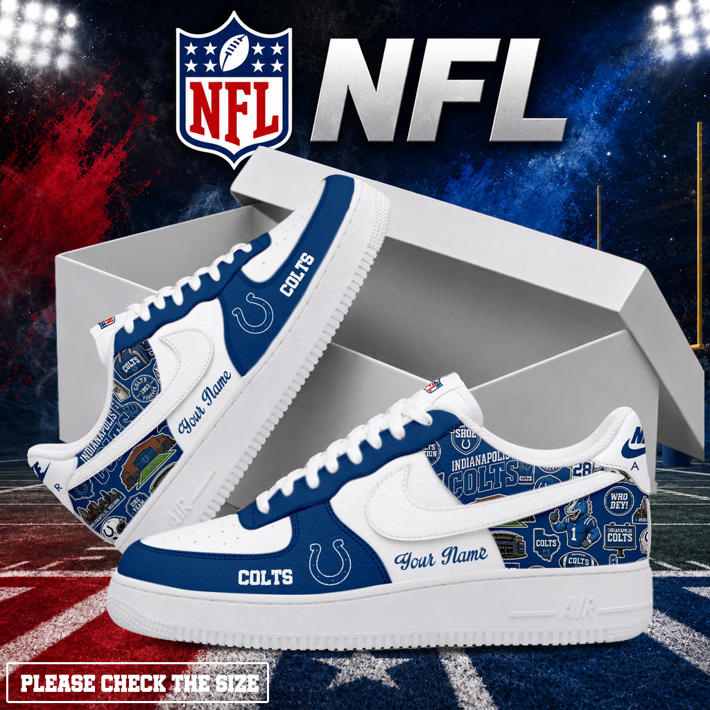 FINAL SALE - NEW CUSTOMIZED NFL17 IDC INDIANAPOLIS COLTS AF1 SHOES
