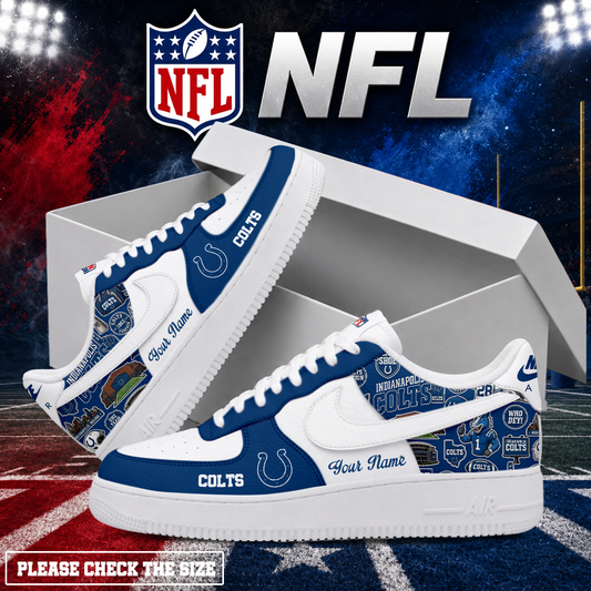 FINAL SALE - NEW CUSTOMIZED NFL17 IDC INDIANAPOLIS COLTS AF1 SHOES