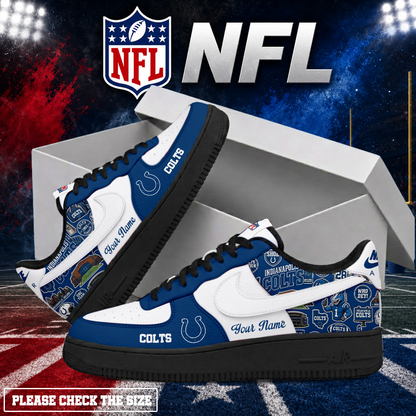 FINAL SALE - NEW CUSTOMIZED NFL17 IDC INDIANAPOLIS COLTS AF1 SHOES