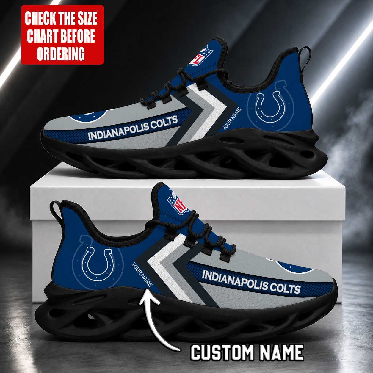 FINAL SALE - NEW CUSTOMIZED NFL17 IDC INDIANAPOLIS COLTS UNISEX MAX SOUL SHOES