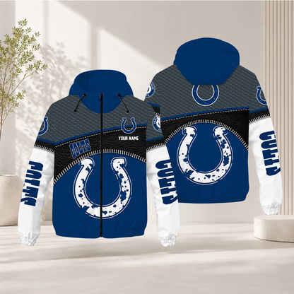 HOT DEAL - NEW CUSTOMIZED NFL17 IDC INDIANAPOLIS COLTS WINDBREAKER JACKET
