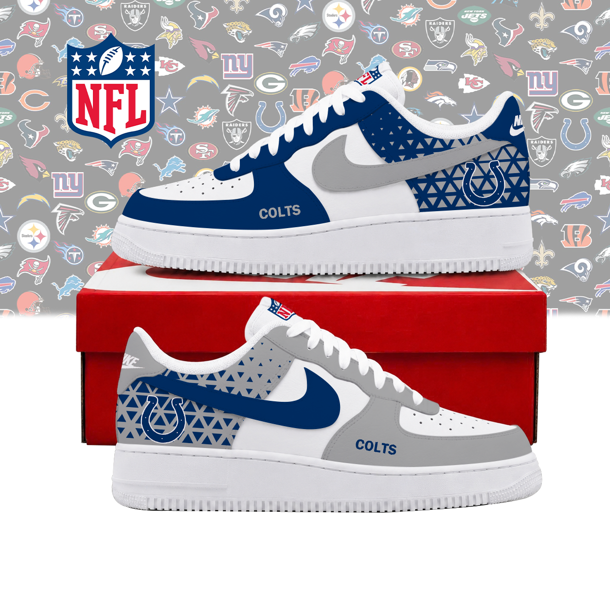 SPECIAL EDITION - NEW CUSTOMIZED NFL17 IDC INDIANAPOLIS COLTS AF1 SHOES